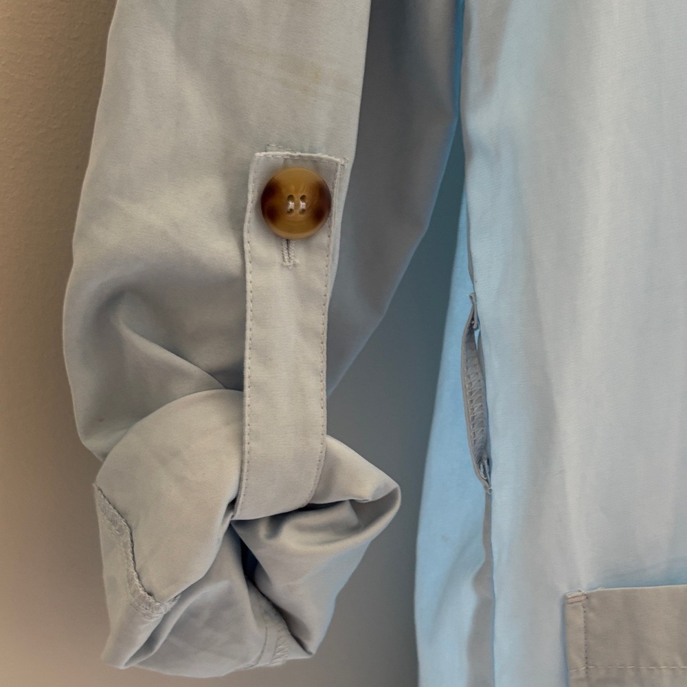 Light Blue Open Front Trench Jacket - Love Tree - Picture 3 of 6